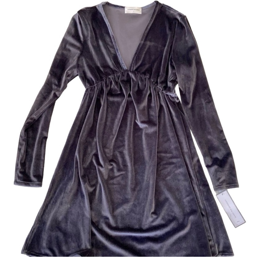 NWT GOODNIGHT MACAROON GREY VELVET DRESS SIZE SMALL